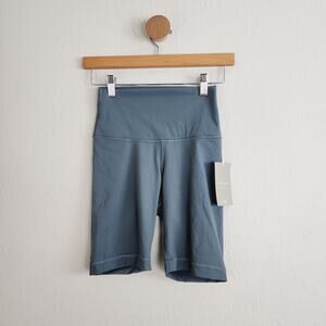 Everlane The Perform Biker Short Juniper Green Blue NWT High Waisted Size XS